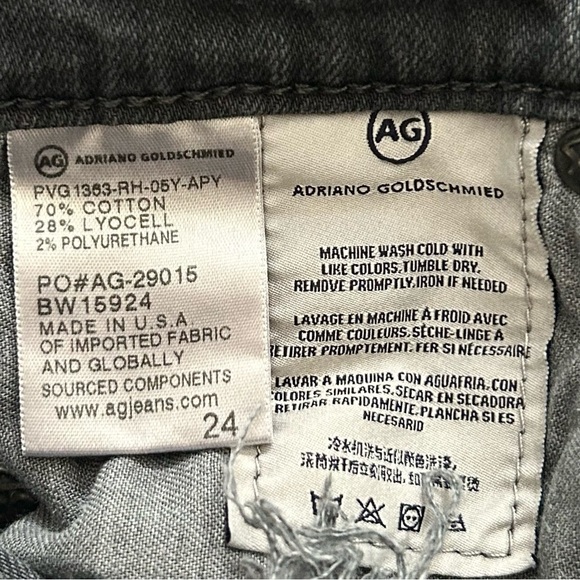 AG Adriano Goldschmied Stilt Cigarette Crop Jeans Distressed Black Rinse Size 24 - Picture 14 of 14